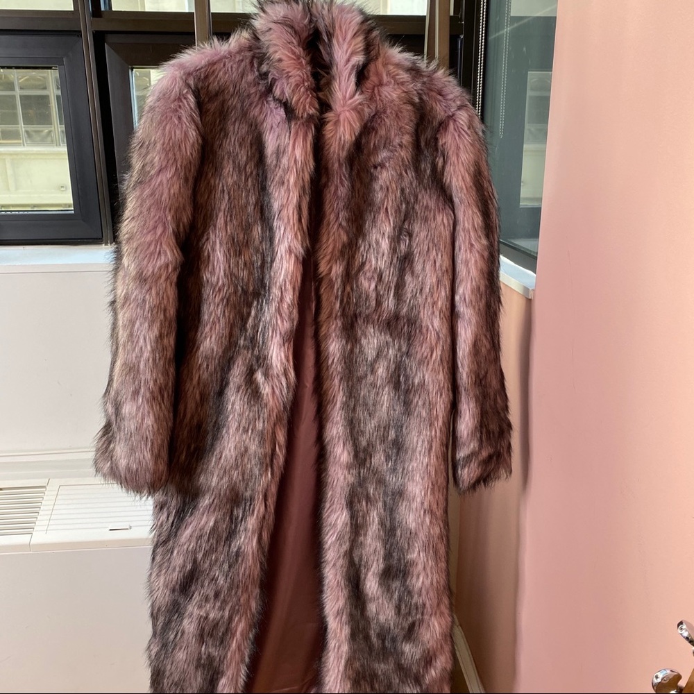Missguided Faux Fur Long Purple Coat